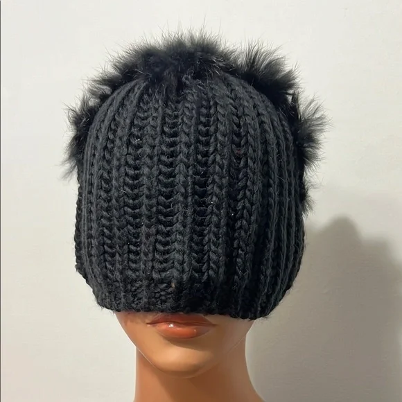 Black and Cream Knit Beanie with Ears s-l400.jpg main image 3